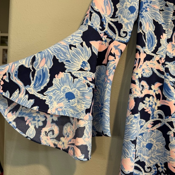 Lilly Pulitzer Kayla Sheath Mini Dress Floral Long Flare Sleeve 4 - Picture 4 of 8